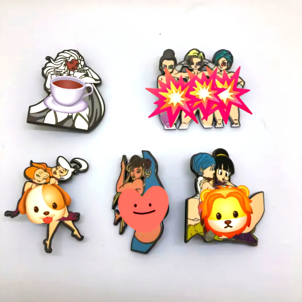 Anime waifu enamel pin set